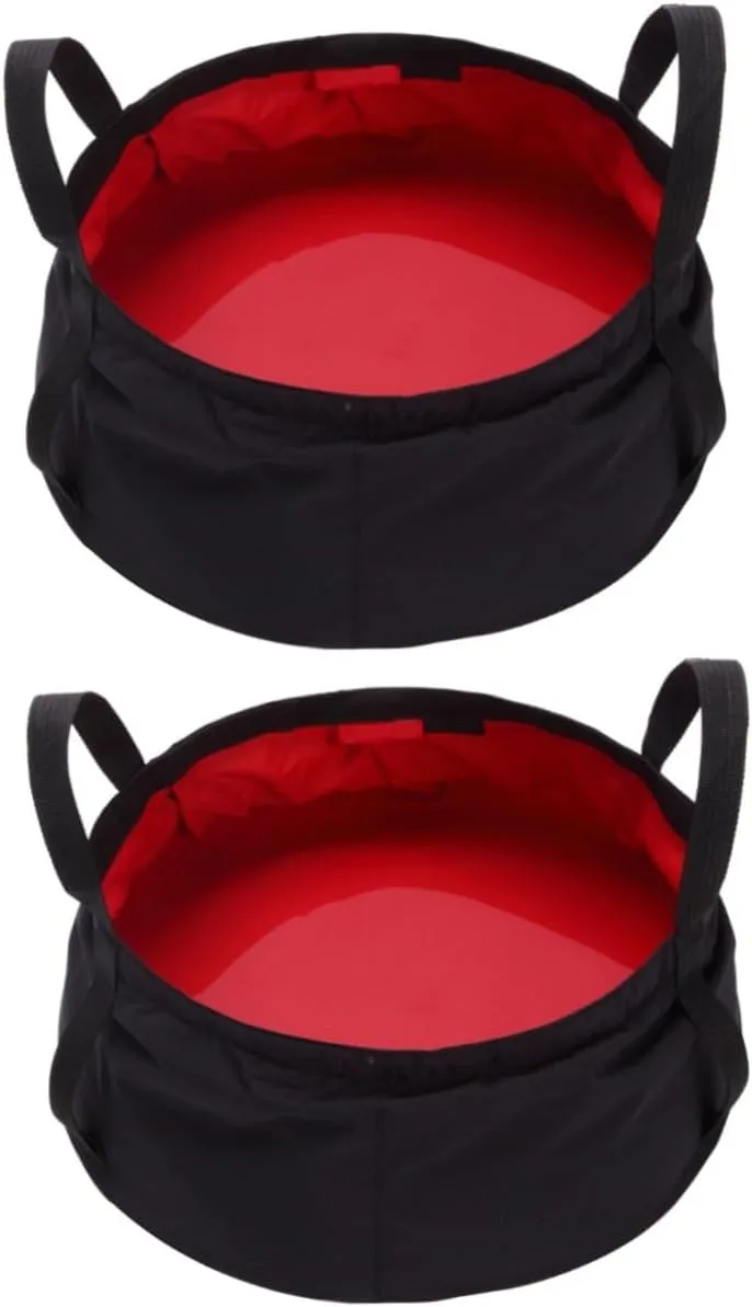 Homoyoyo 2pcs Collapsible Camping Wash Basin Foldable Water Bucket Lid Portable Hiking and Fishing Station Leakproof Material