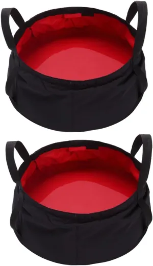 Homoyoyo 2pcs Collapsible Camping Wash Basin Foldable Water Bucket Lid Portable Hiking and Fishing Station Leakproof Material