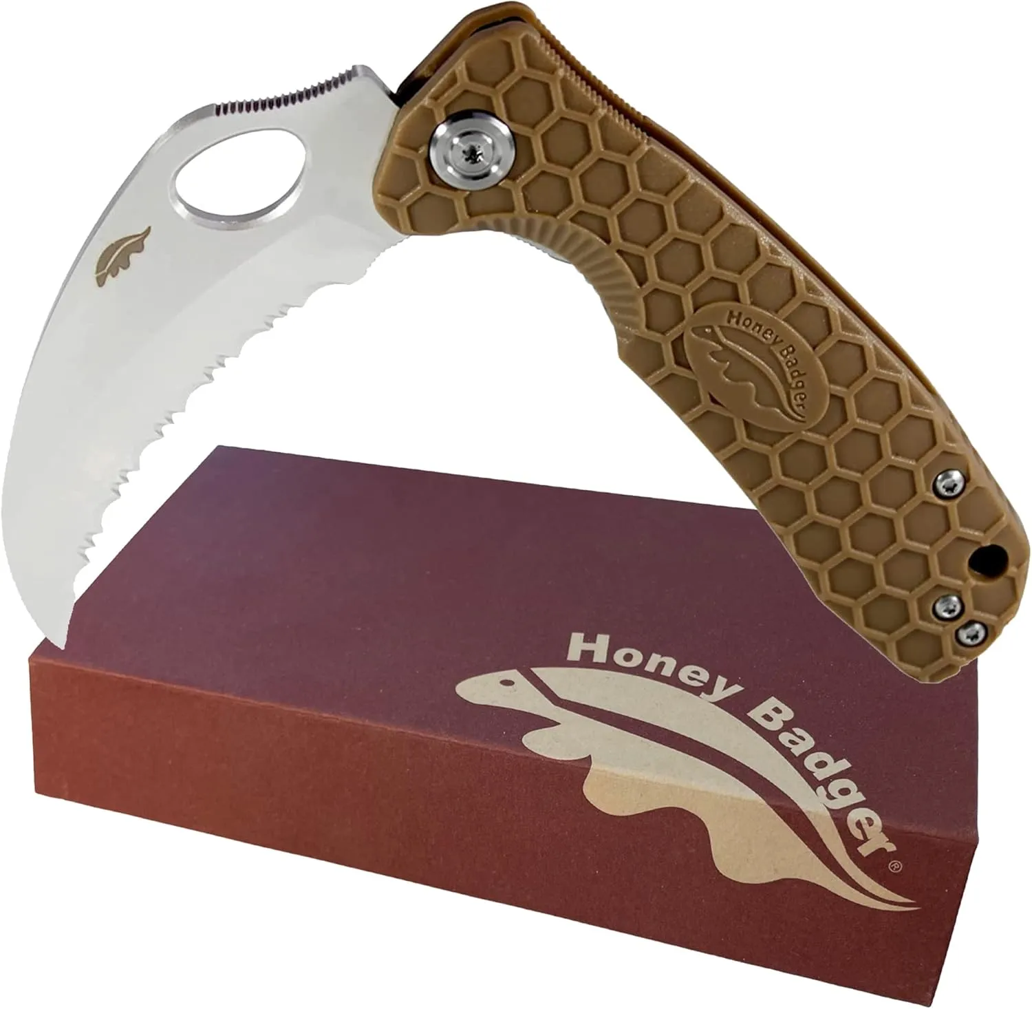 Honey Badger Serrated Edge L/R Claw Knife, Medium, Tan