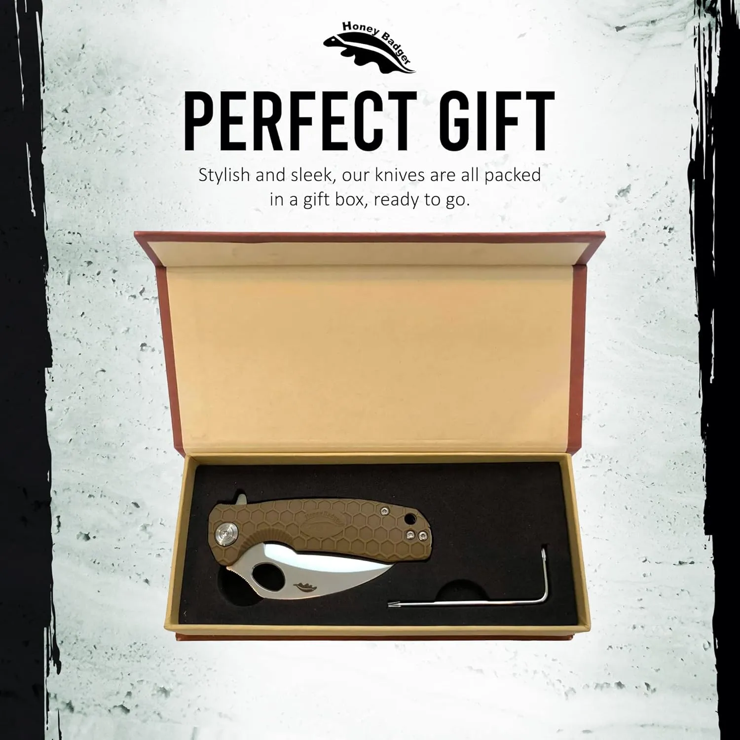 Honey Badger Serrated Edge L/R Claw Knife, Medium, Tan
