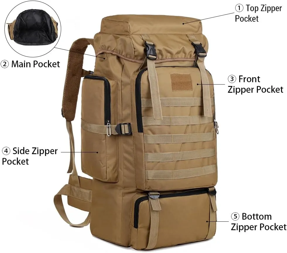 HXBER Large ty Hiking Backpack Outdoor Camping Rucksack Canvas Trekking Backpack, Camouflage 1