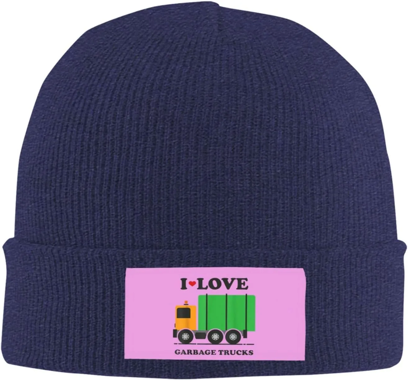 I Love Garbage Trucks Print Knitted Hat Warm Hat Unisex Beanie Hat,Elastic Brimless Cap Hat Christmas,Birthdays