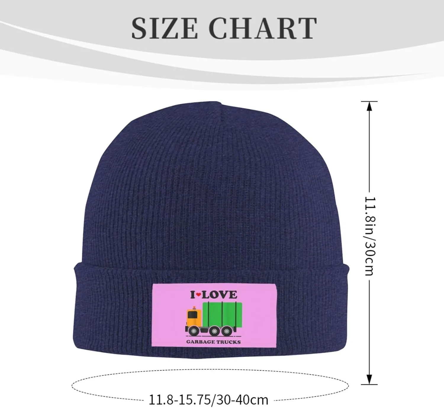 I Love Garbage Trucks Print Knitted Hat Warm Hat Unisex Beanie Hat,Elastic Brimless Cap Hat Christmas,Birthdays