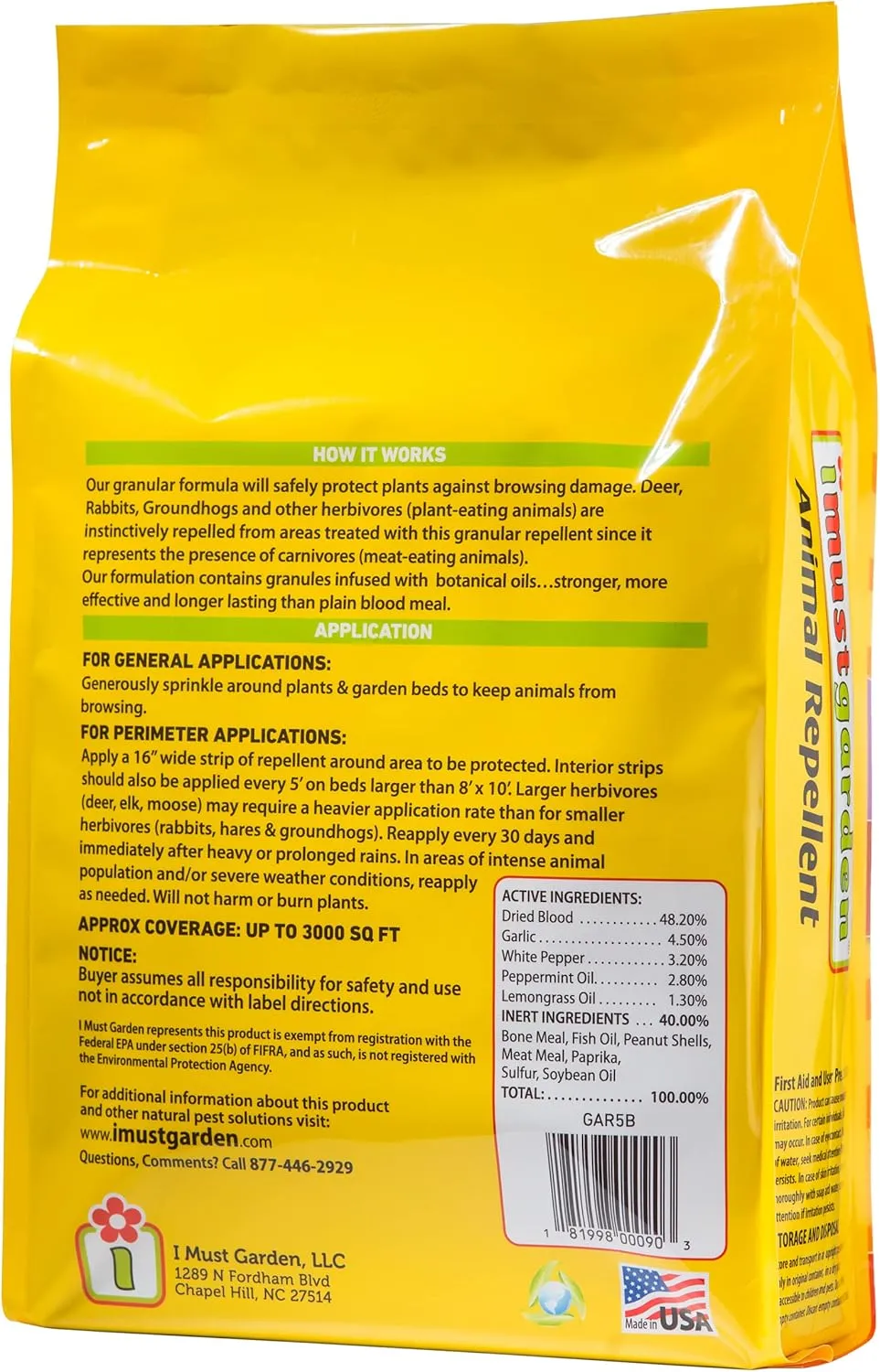 I Must Garden Deer, Rabbit and Groundhog Repellent: All-Weather Granular Formula – 5 lb. Bag
