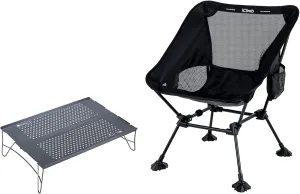 iClimb 1 Solo Mini Folding Table and 1 Anti-Sinking Large Feet Chair Bundle, Ultralight Compact for Adult Outdoor Backpacking Hiking Camping Beach Concert