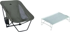 iClimb 1 Solo Mini Folding Table and 1 Low Folding Chair Bundle, Ultralight Compact for Single Adult Outdoor Backpacking Camping Hiking Beach Concert