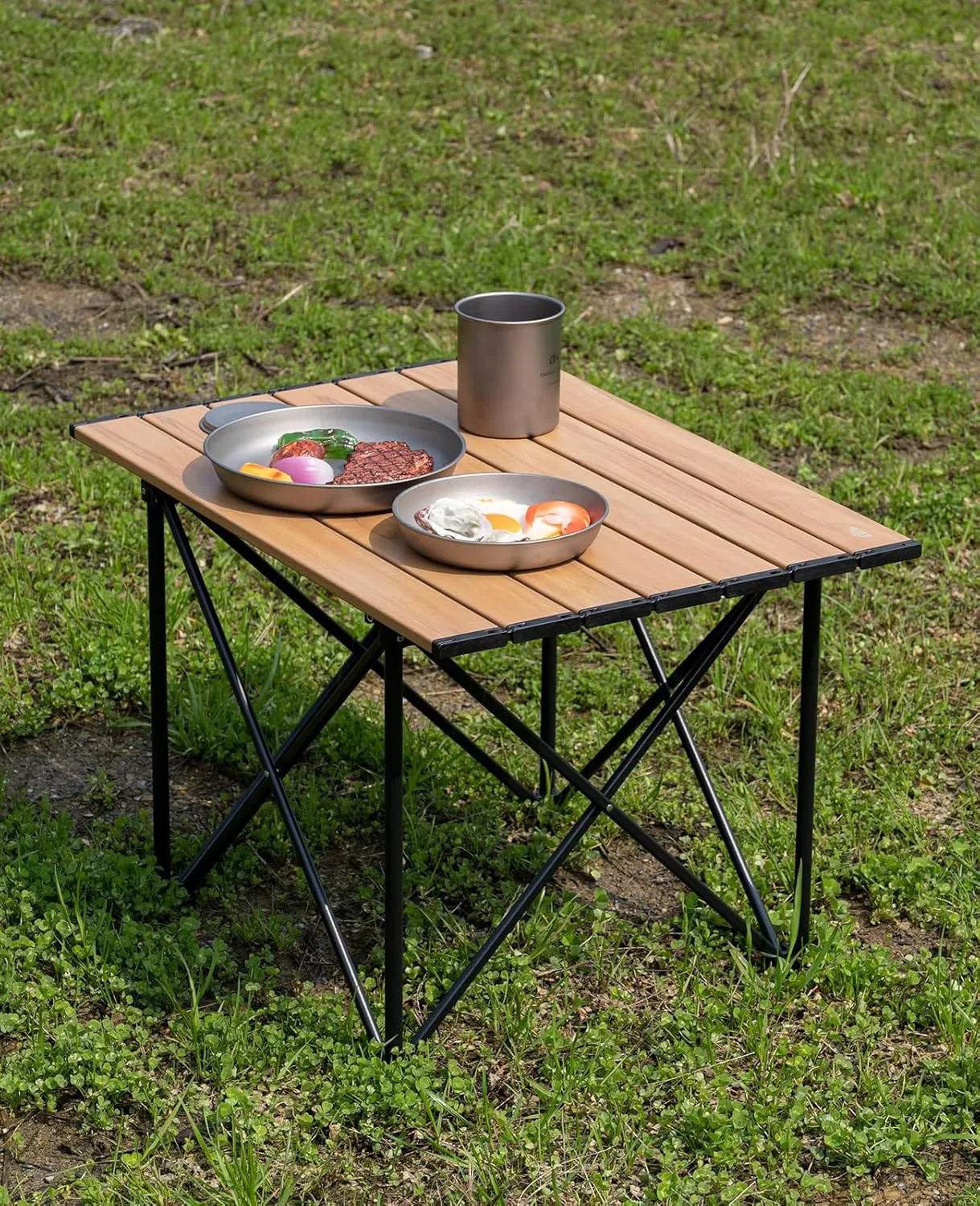 iClimb Ultralight Compact Camping Folding Table with Carry Bag (Reinforced Black - L)
