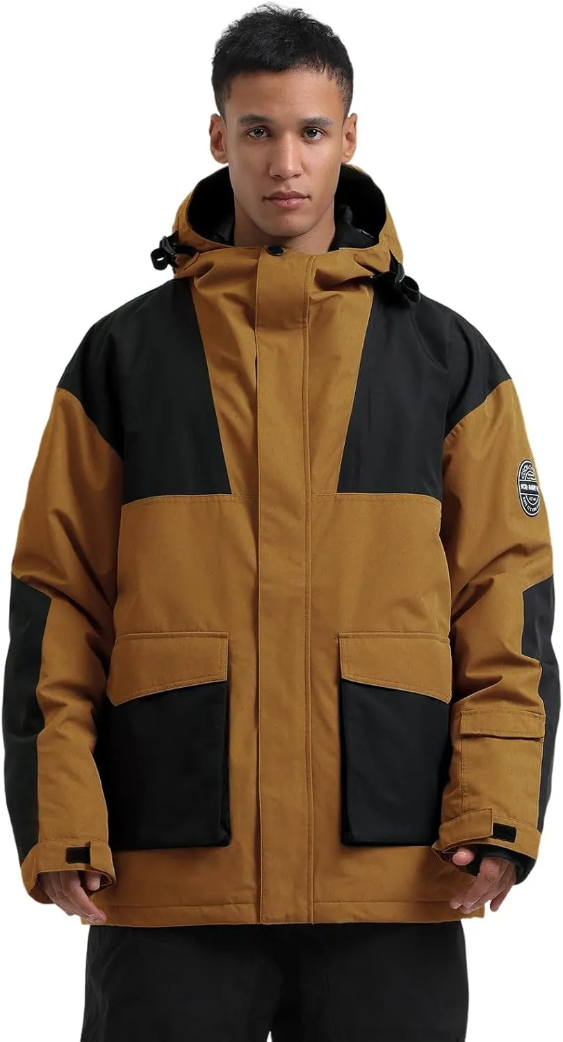 IMPHUT Mens Snowboard Jacket Baggy Womens Ski Jacket Insulated Waterproof Windproof Snow Outerwear Winter Hooded Coat