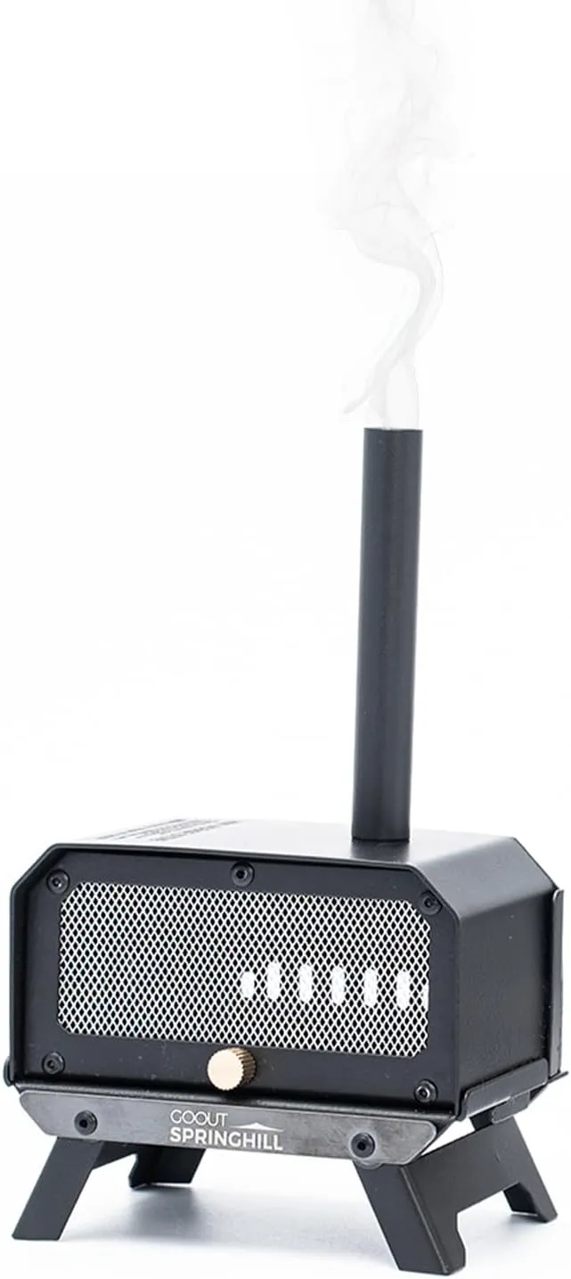 Incense Burner & Mini Portable Stove - Compact Foldable with Detachable Ash Catcher, 3.9x2.4x6.5 Inch Stainless Steel, Black