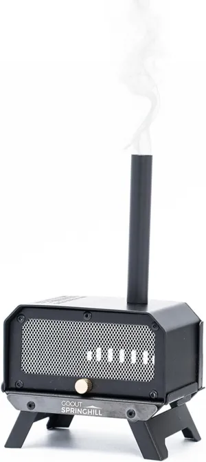 Incense Burner & Mini Portable Stove - Compact Foldable with Detachable Ash Catcher, 3.9x2.4x6.5 Inch Stainless Steel, Black