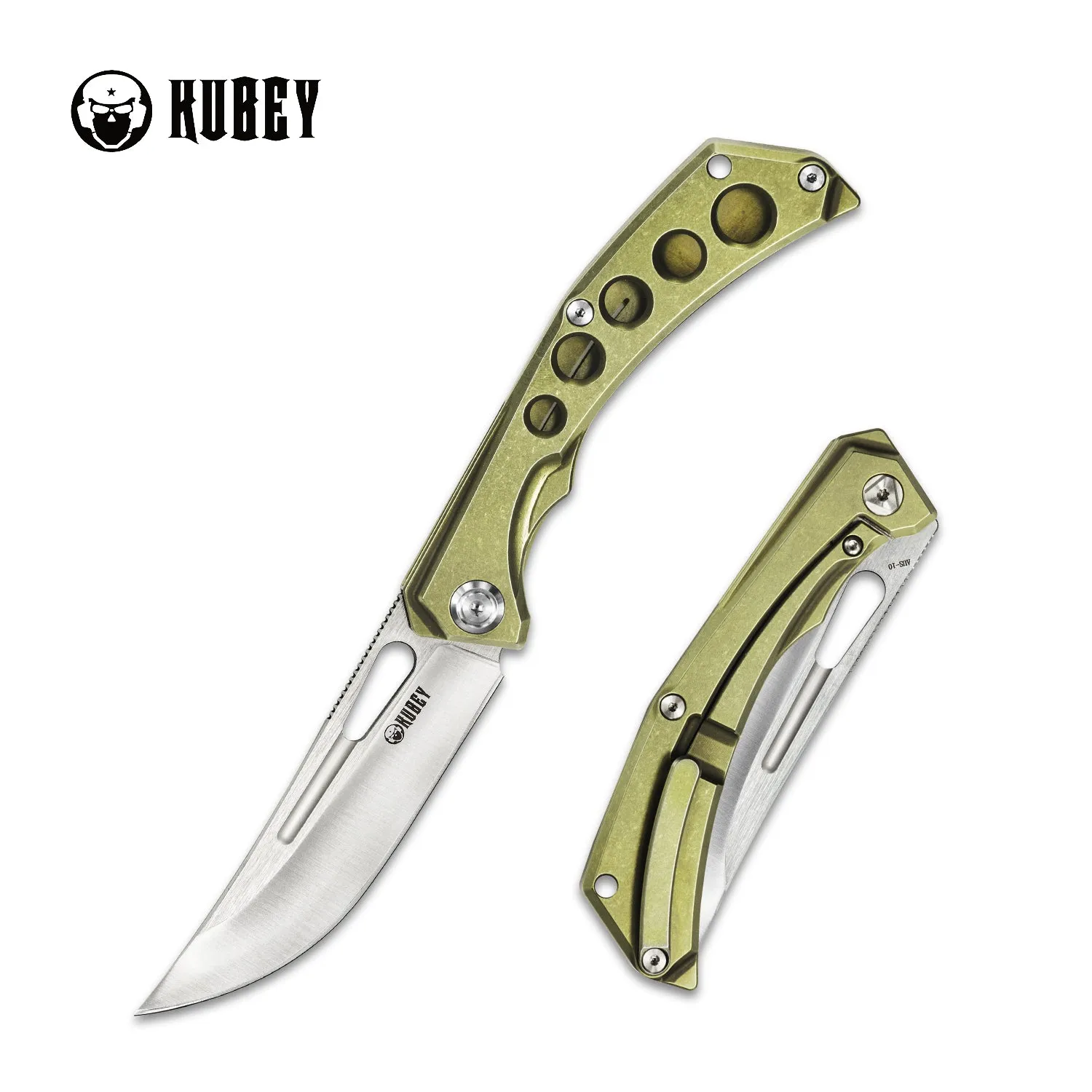 Ishtar Frame Lock EDC Knife Titanium Handle (3.5" Satin AUS-10) KU170A