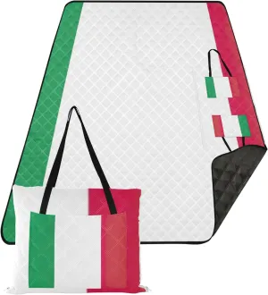 Italy Flag Waterproof Beach Blanket Sand Proof Print Outside Blankets for Grass Picnic Supplies Foldable Mat 80" x 60"