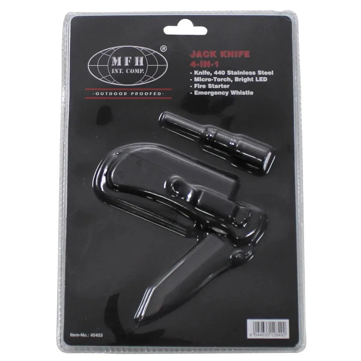 Jack Knife, one-handed, 4 in 1, black, plastic handle
