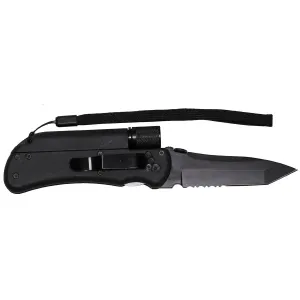 Jack Knife, one-handed, 4 in 1, black, plastic handle