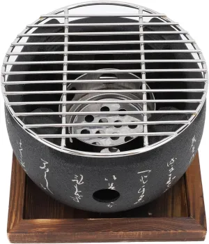 Japanese Style BBQ Grill, Portable Food Charcoal Barbecue Stove, Japanese Style Grill Mini Portable Japanese BBQ Grill Round Food Charcoal Stove Household Barbecue Tool (big)