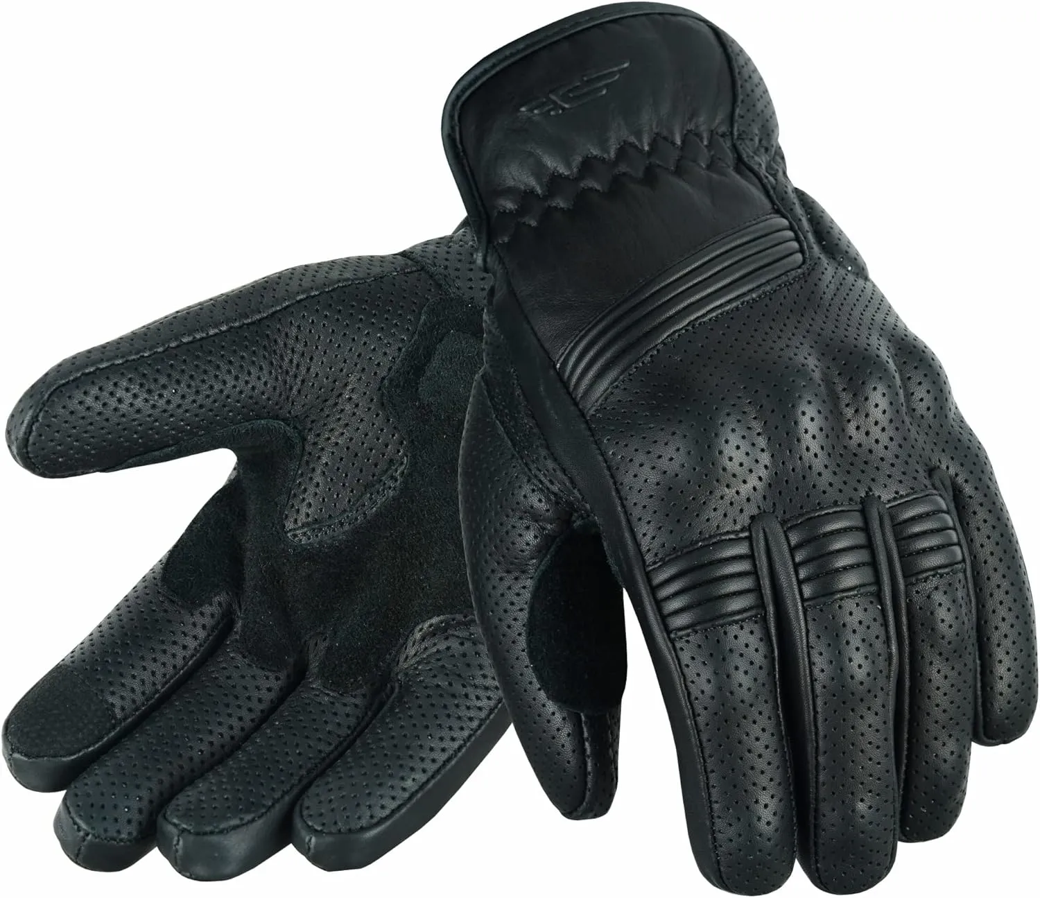 JAUNTY Motorcycle Gloves for Men and Women Summer Leather Riding Touchscreen Gloves with Hard Knuckle Perforated Breathable Biker Motocross Gloves ATV BMX for Riding Racing Black
