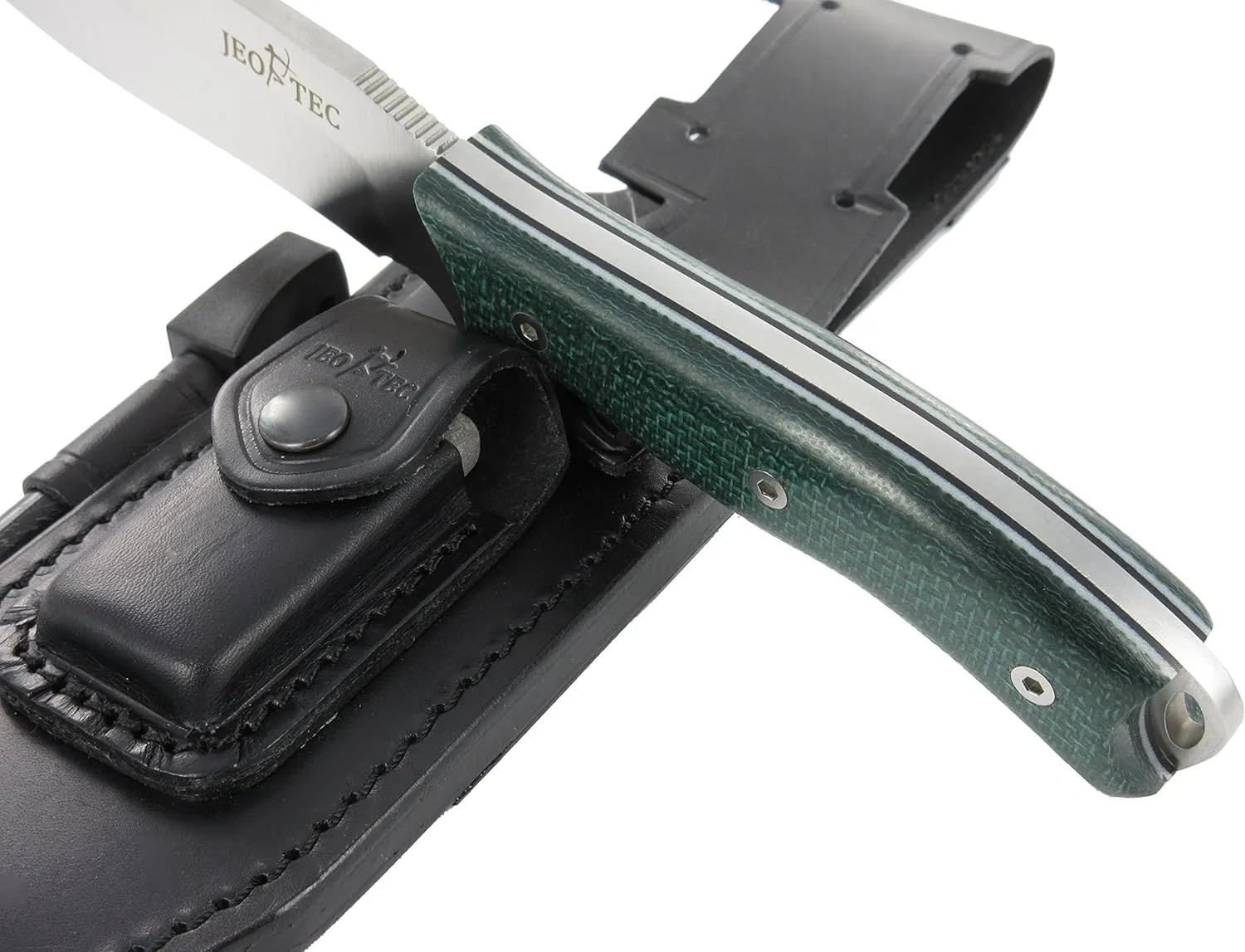JEO-TEC Nº9 Fixed blade Bushcraft Survival Hunting Camping Knife, MOVA Stainless Steel, 11" Overall, Multi-positioned Leather Sheath - Handmade