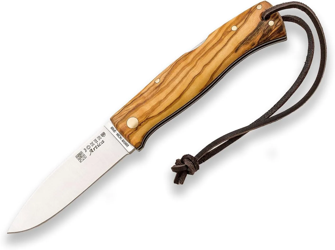 Joker ARTICA NO156 Bushcraft Knife – 3.15" Sandvik 14C28N Blade – Multiple Handle Options – Tool for Camping, Hunting, Fishing & Hiking (Olive Wood)
