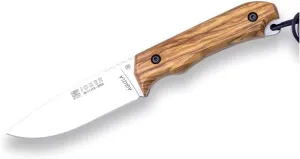 Joker Bushcraft Aguila CO104 Knife, Olive Wood Handle, Blade 4.13 inches, Includes Brown Leather Sheath, Tool for Fishing, Hunting, Camping and Hiking