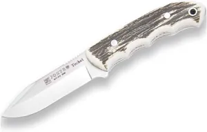 Joker Bushcraft Full Tang Knife Teckel CC85, MOVA Blade 3.74 inches, Weight 166 gr, Handle on Deer Horn, Toothed loin, Fishing Tool, Hunting, Camping and Hiking.