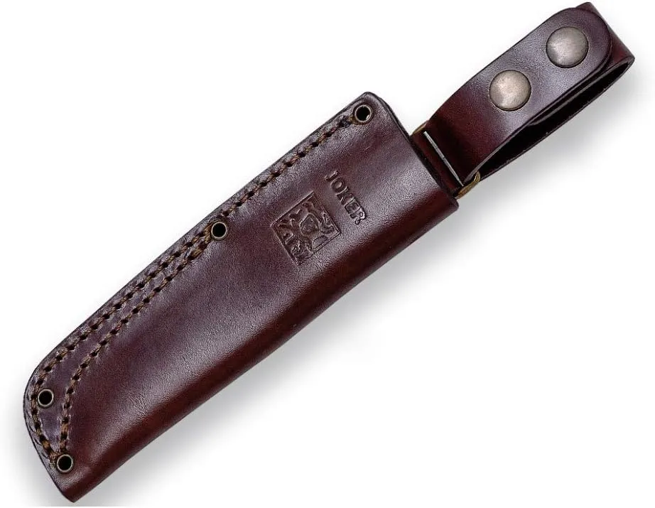 Joker CM113 Trampero Survival Knife, Micarta Canvas Brown Handle, 4.13 inches Sandvik Steel Blade 14c28n, Tool for fishing, Hunting, camping and hiking