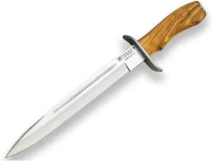 Joker Hunting knife Chamoís CO31, with olive wood handle and blade 10 inches, brown leather sheath, 300 gr weight, stainless steel ferrule, fishing tool, Hunting, camping and hiking
