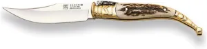 Joker Jerezana Pocket Knife Sevillana NC01 with brass ferrule, MOVA blade 3.54 inches, 90 gr, deer horn handle, fishing tool, Hunting, camping and hiking.
