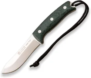 Joker NOMAD 6.5" Survival Knife, 6.5-inch Blade, Black/Green Micarta Handle, Black Leather Sheath – Tool for Fishing, Hunting, Camping, and Hiking (Green Micarta, Leather Sheath   FireStarter)