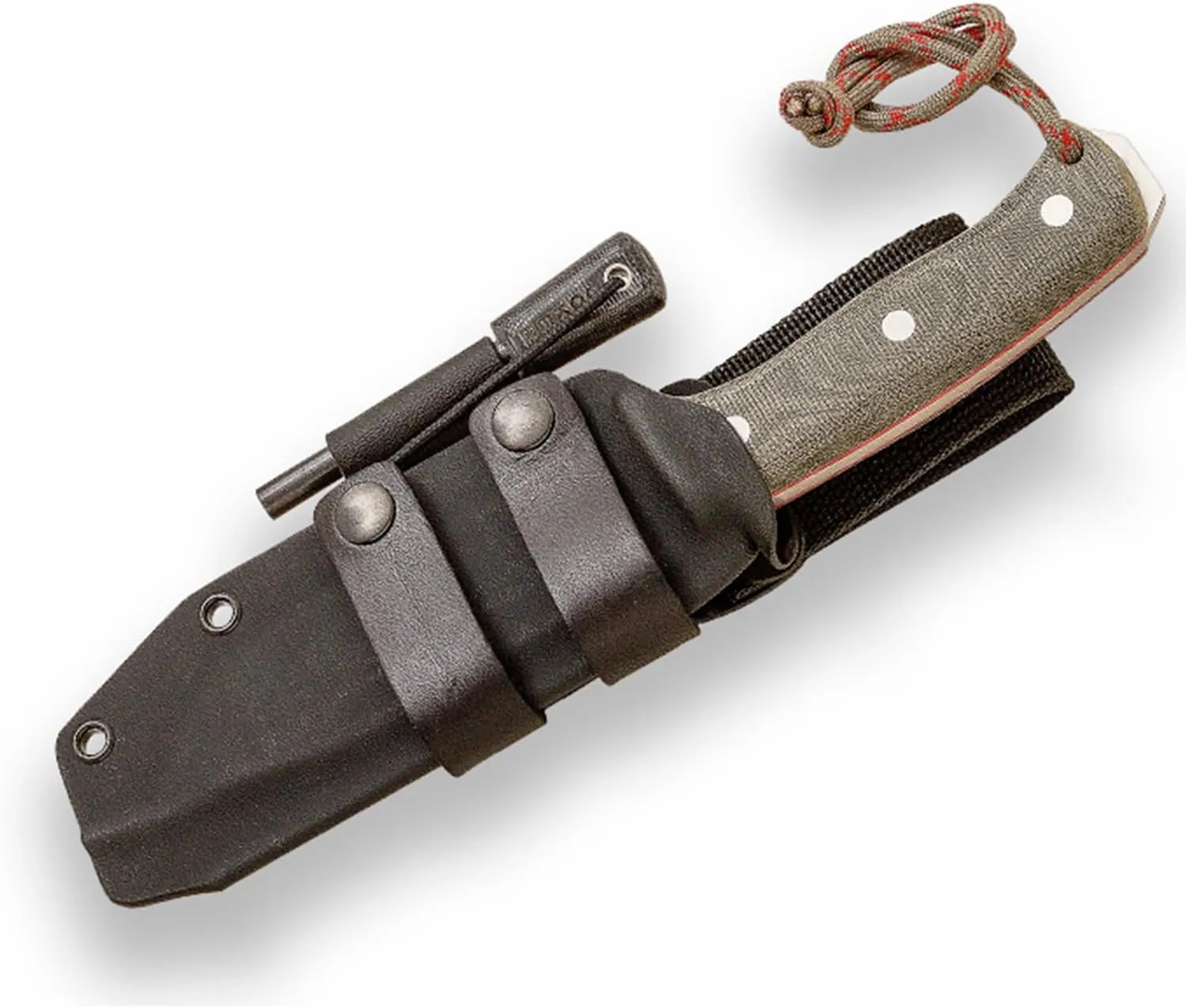 Joker "Nomad CV125-F Sport Survival Knife, 5-inch Blade, Green Micarta Canvas Handle, Kydex Sheath with Firestarter, Fishing, Hunting, Camping, and Hiking Tool