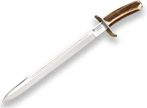 Joker Survival knife CC30 Chamoís with deer horn handle, MOVA blade 13 inches. with leather sheath, 360 gr, fishing tool, Hunting, camping and hiking.