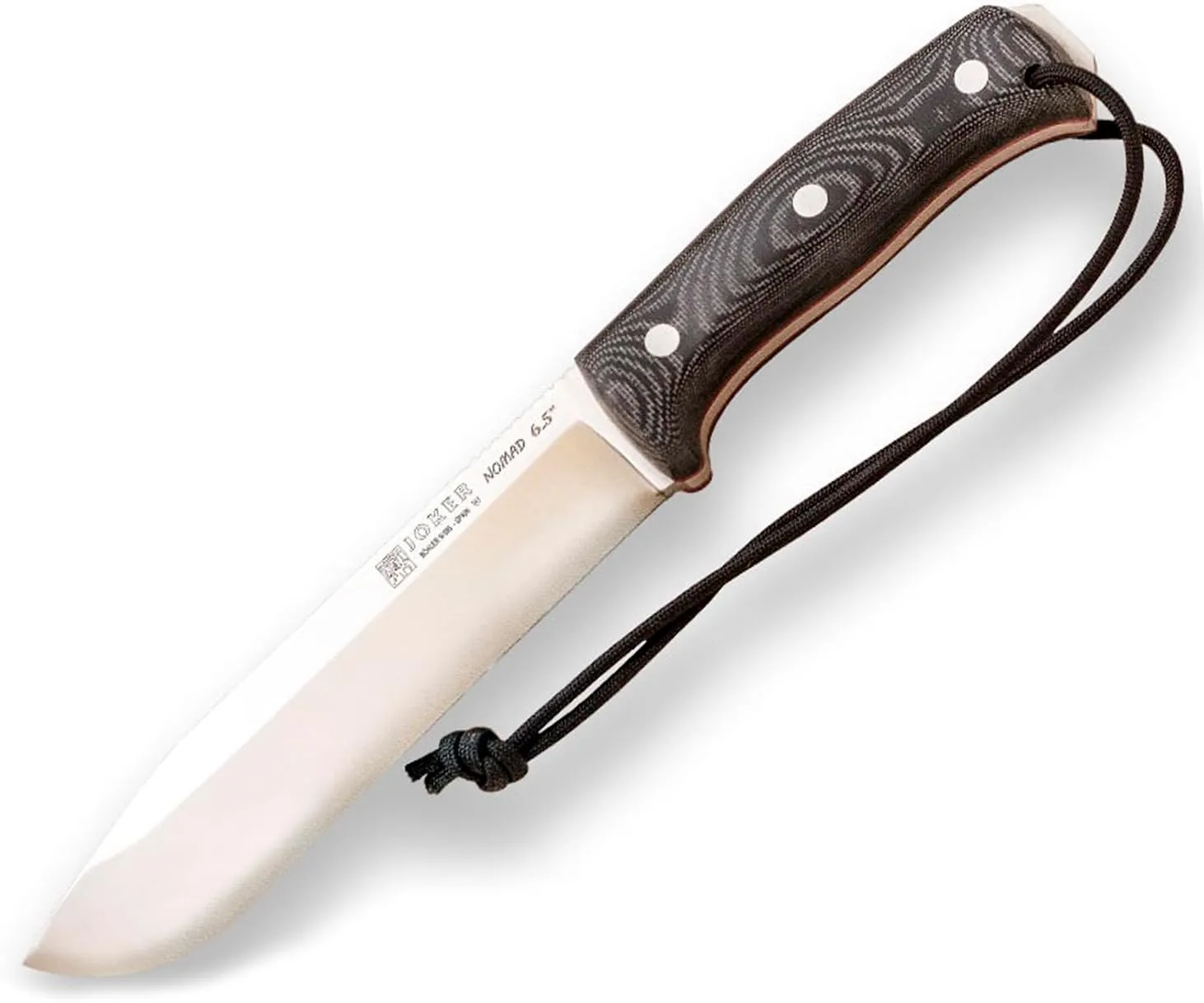 Joker Survival Knife Nomad 6.5" CM137-F, Black Micarta Handle, 6.5-inch Blade, Kydex Sheath, Includes Firestarter, Fishing, Hunting, Camping, and Hiking Tool.