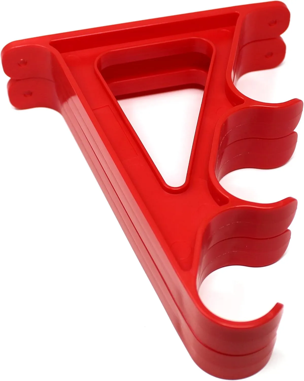 JSP Manufacturing Plastic Horizontal Fishing Rod Wall Rack Set - Holds 3 Rods Fishing Rods, Hiking Poles, Ski Poles, Cue or Hockey Sticks (Red, 4)