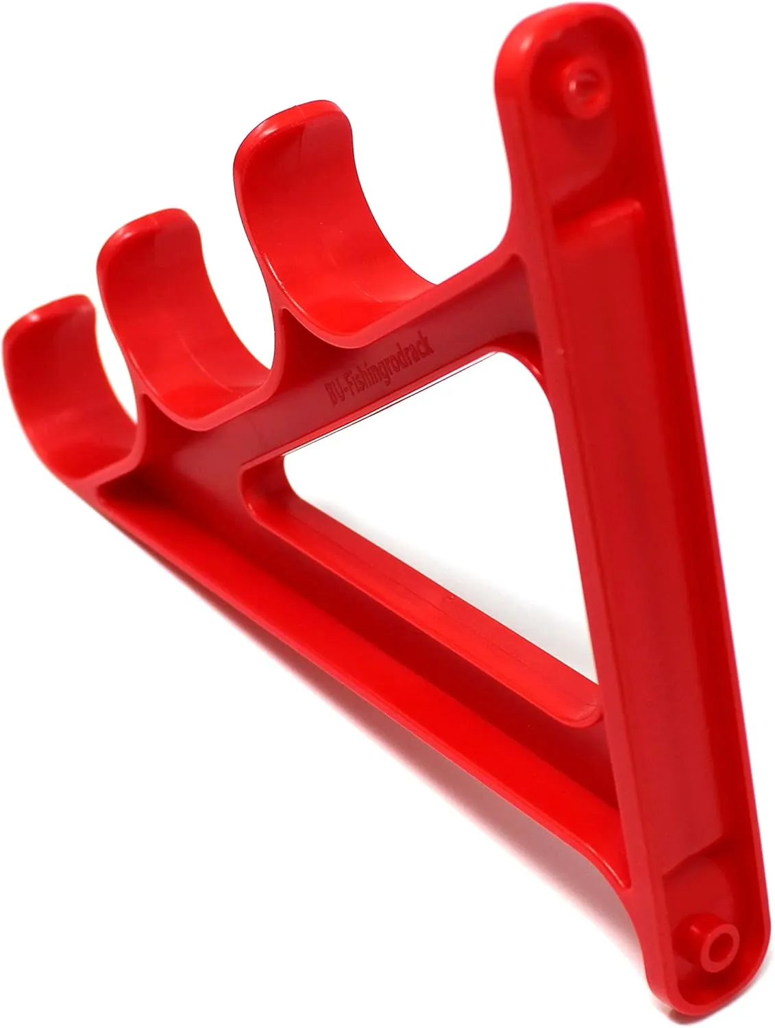 JSP Manufacturing Plastic Horizontal Fishing Rod Wall Rack Set - Holds 3 Rods Fishing Rods, Hiking Poles, Ski Poles, Cue or Hockey Sticks (Red, 4)