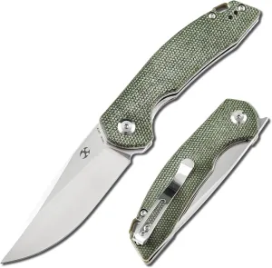 KANSEPT Accipiter Pocket Folding Knife - 2.9'' 154CM Material with Green Micarta Handle - Everyday Carry EDC Camping Knife T2007A2