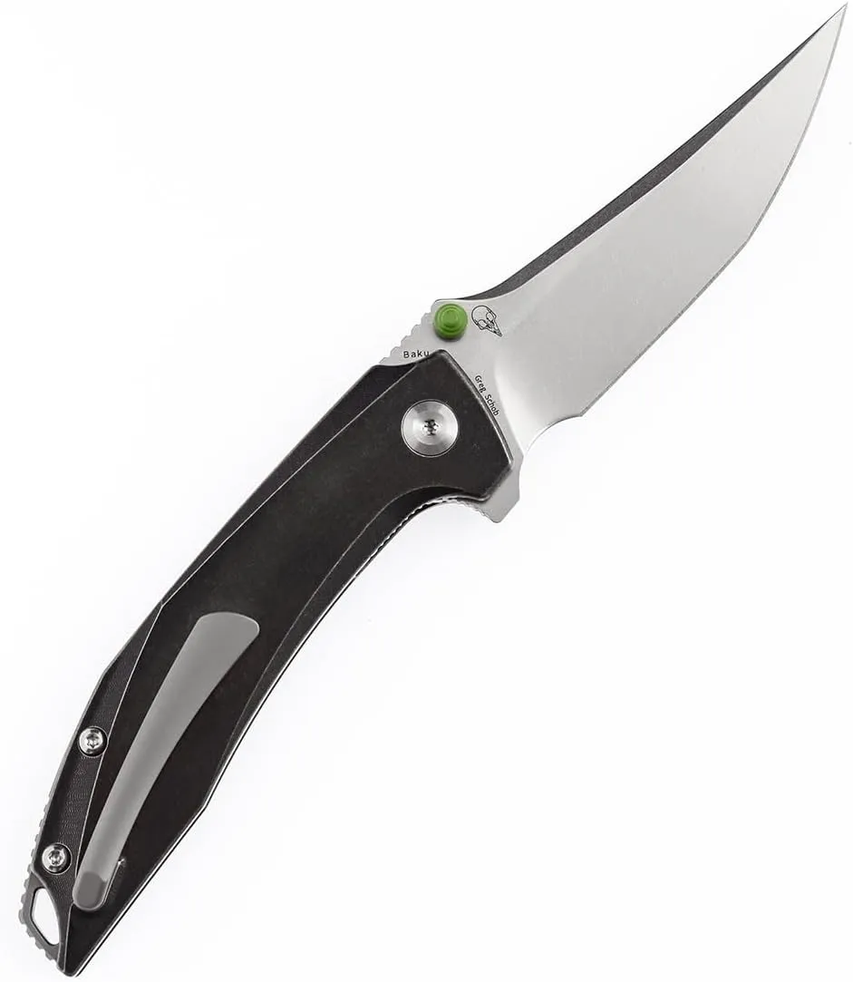 KANSEPT Baku Pocket Folding Knives for Men EDC Camping Folding Knife 3.2'' Stonewashed CPM-S35VN Material Outdoor Folding Knives with Black Stonewashed Titanium Green Carbon Fiber Handle Everyday Carry K1056A7