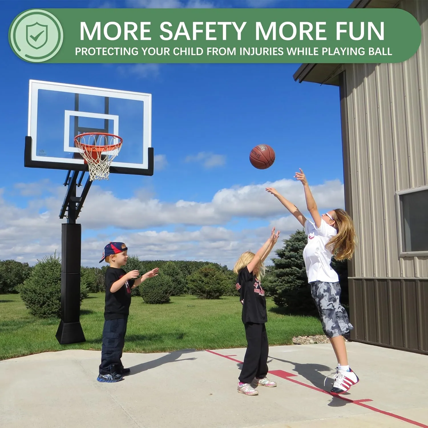 Katop Square Basketball Pole Padding, Durable Basketball Pole Pad for4 x4,5"x5",6"x6",6"x8",8"x8"Square Pole&Base, UV-Resistant Waterproof Basketball Hoop Padding for Protection and Player Safety
