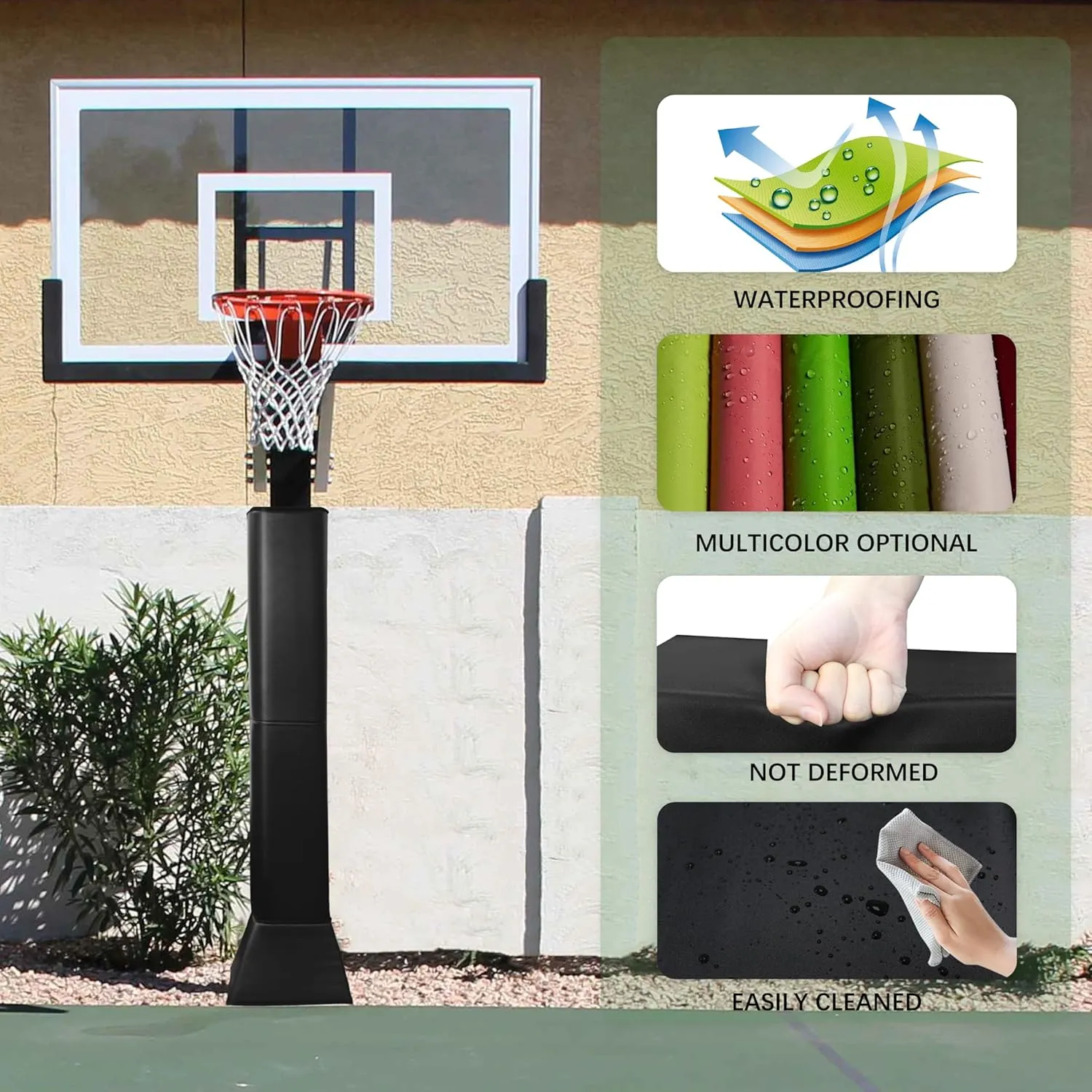 Katop Square Basketball Pole Padding, Professional Heavy Duty Protective Pad, 2-Inch Thick, All-Weather Pads fit 4-8Inch Square Poles, Heavy Duty Safety Pole Pads for Player Protection
