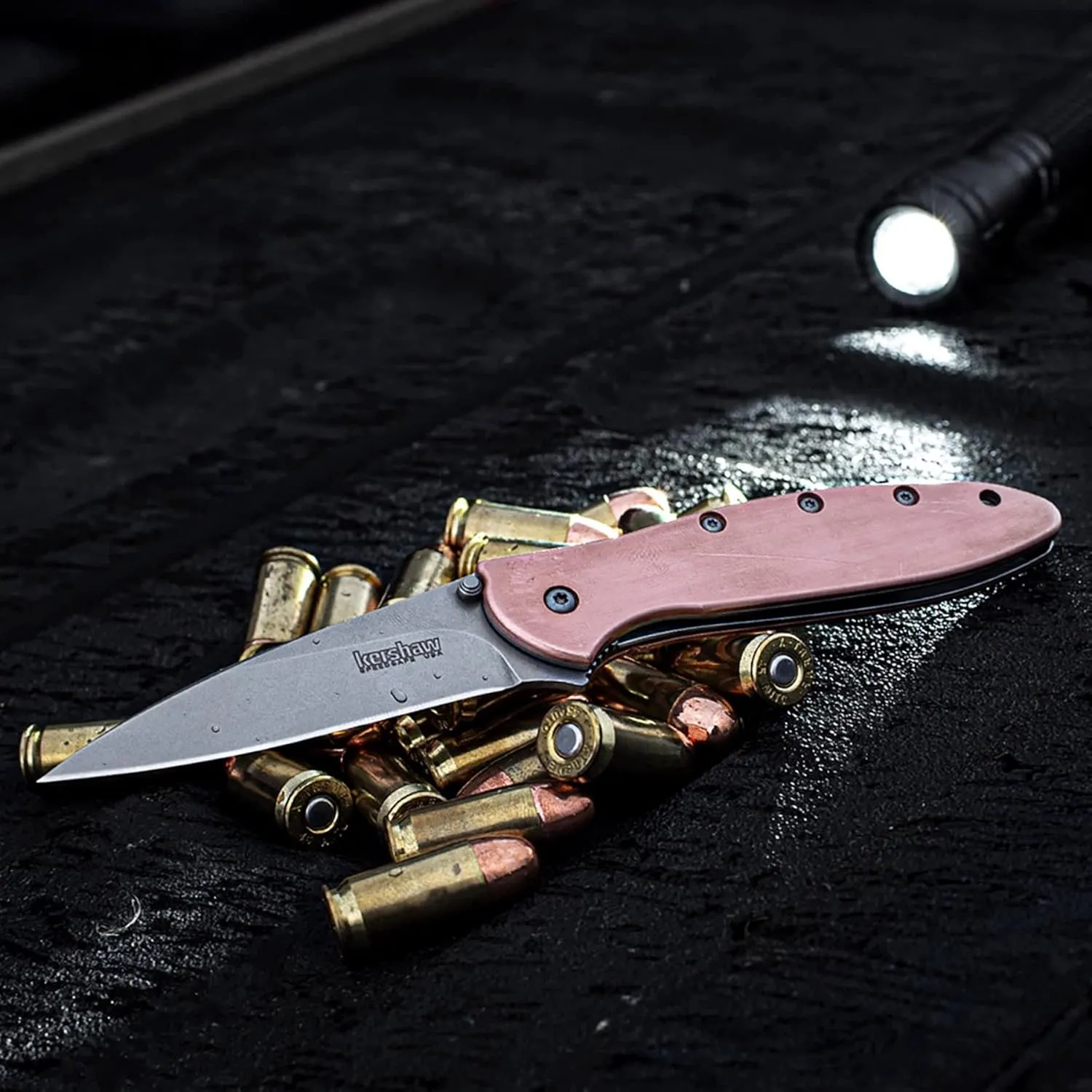 Kershaw Leek Olive Edc Pocketknife, 3" Sandvik 14C28N Steel Blade, Assisted Opening Folding Knife, Dual Lock System