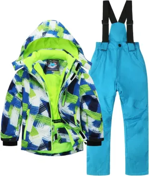 Kids Ski Jacket & Pants Set Winter Snowboarding Rain Coats Girls Boys Snow Suits