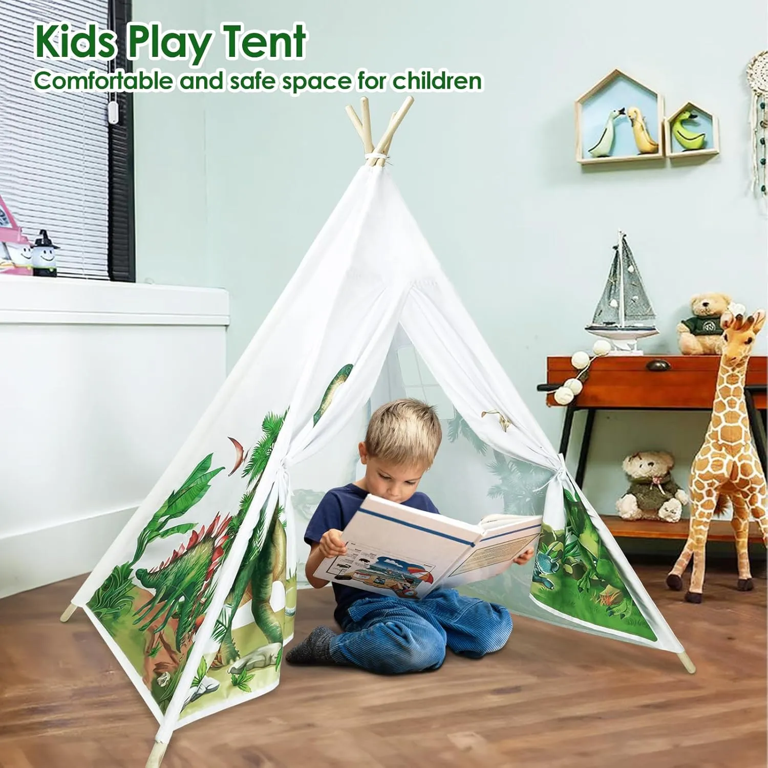 Kids Teepee Tent Toddler Indian Tipi Tent for Kids Upgrade Stable Indoor Playhouse Outdoor Play Tent for Girls & Boys