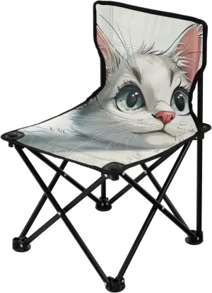 Kigai Folding Camping Chair Heavy Duty Chair Ultralight Compact Portable Beach Chair for Outdoor Camp, Hiking, Travel, Beach, Sporting Event and Picnic, Cute Cat