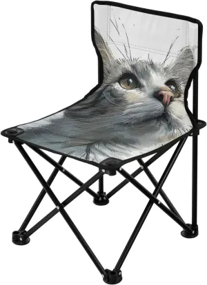 Kigai Folding Camping Chair Heavy Duty Chair Ultralight Compact Portable Beach Chair for Outdoor Camp, Hiking, Travel, Beach, Sporting Event and Picnic, Drawing Cat