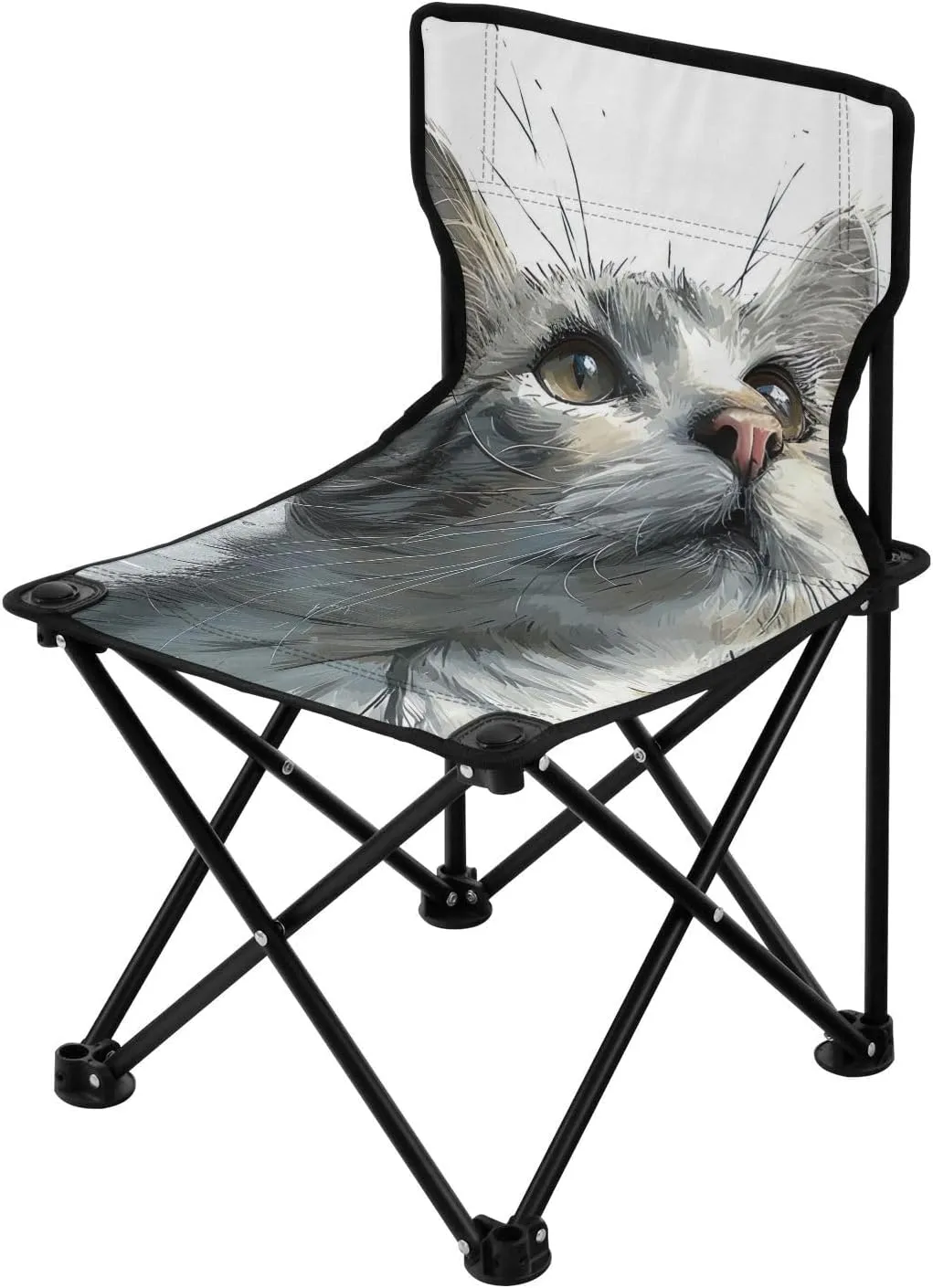 Kigai Folding Camping Chair Heavy Duty Chair Ultralight Compact Portable Beach Chair for Outdoor Camp, Hiking, Travel, Beach, Sporting Event and Picnic, Drawing Cat