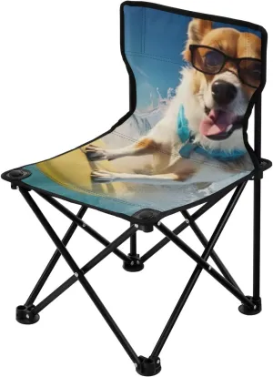 Kigai Folding Camping Chair Heavy Duty Chair Ultralight Compact Portable Beach Chair for Outdoor Camp, Hiking, Travel, Beach, Sporting Event and Picnic, Surfer Dog