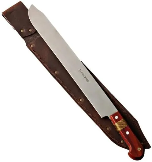 Kings County Tools Heavy Duty Machete Knife - 18.5” Full Tang Machete for Cutting Trees Heavy Duty Yard Work, Bushcraft Gear, Gardening Hunting or Camping - Stainless-Steel Blade and Leather Sheath