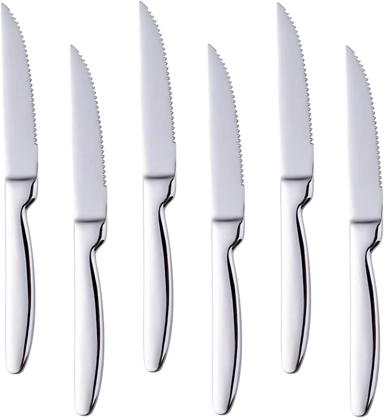 Kitchen Steak Knives Set of 6, 8.6 Inches Heavy Duty Steak Knife Sets, Stainless Steel Non-Stick Silverware Set for Home, Restaurant, Party, Wedding, Dishwasher Safe