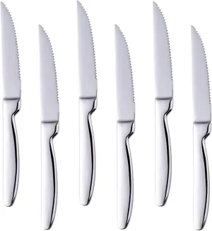 Kitchen Steak Knives Set of 6, 8.6 Inches Heavy Duty Steak Knife Sets, Stainless Steel Non-Stick Silverware Set for Home, Restaurant, Party, Wedding, Dishwasher Safe