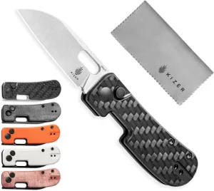 Kizer Banish Pocket Knife, 2.3 In Nitro-V Steel Blade Mini Folding Knife for Men Women G10 & Carbon Fiber Handle Hunting Knife with Pocket Clip Outdoor Indoor Survival EDC Knife, V2676A1