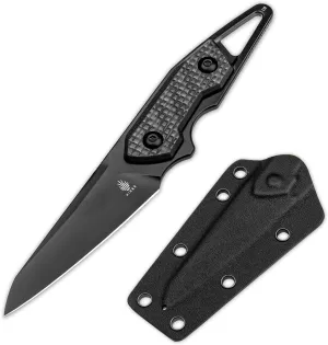 Kizer Groom Fixed Blade Knife with Sheath, 3.08” D2 Blade with Black G10 Carbon Fiber Handle Fixed Blade Camping Knife, Portable EDC Hunting Knives for Men Women 1060A2