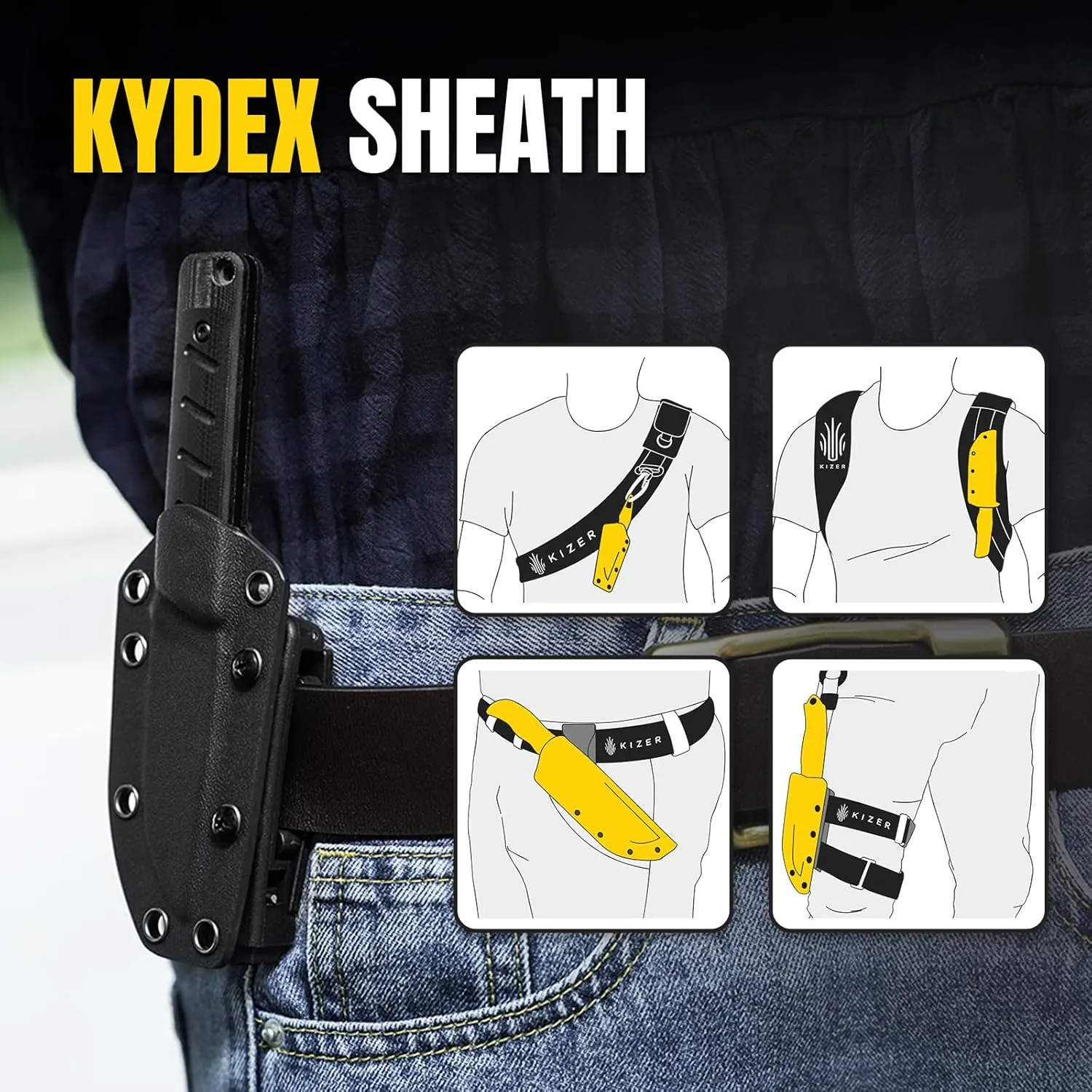 Kizer Smolt Fixed Blade Knife, 2.93 In 3V Steel Pocket Knife Drop Point Camping Fixed-blade Knives with Sheath, G10&Micarta Handle Small EDC Fixed Knife for Men Women Outdoor Indoor 1063A2